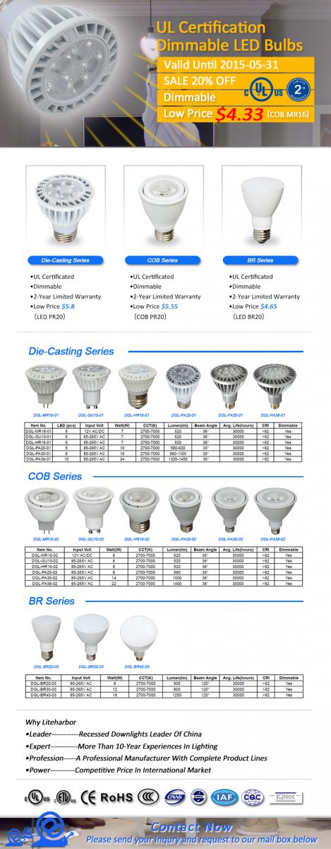 Liteharbor-BIG SALES for UL Certification Dimmable LED Bulbs