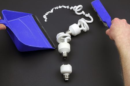 how to clean broken CFL