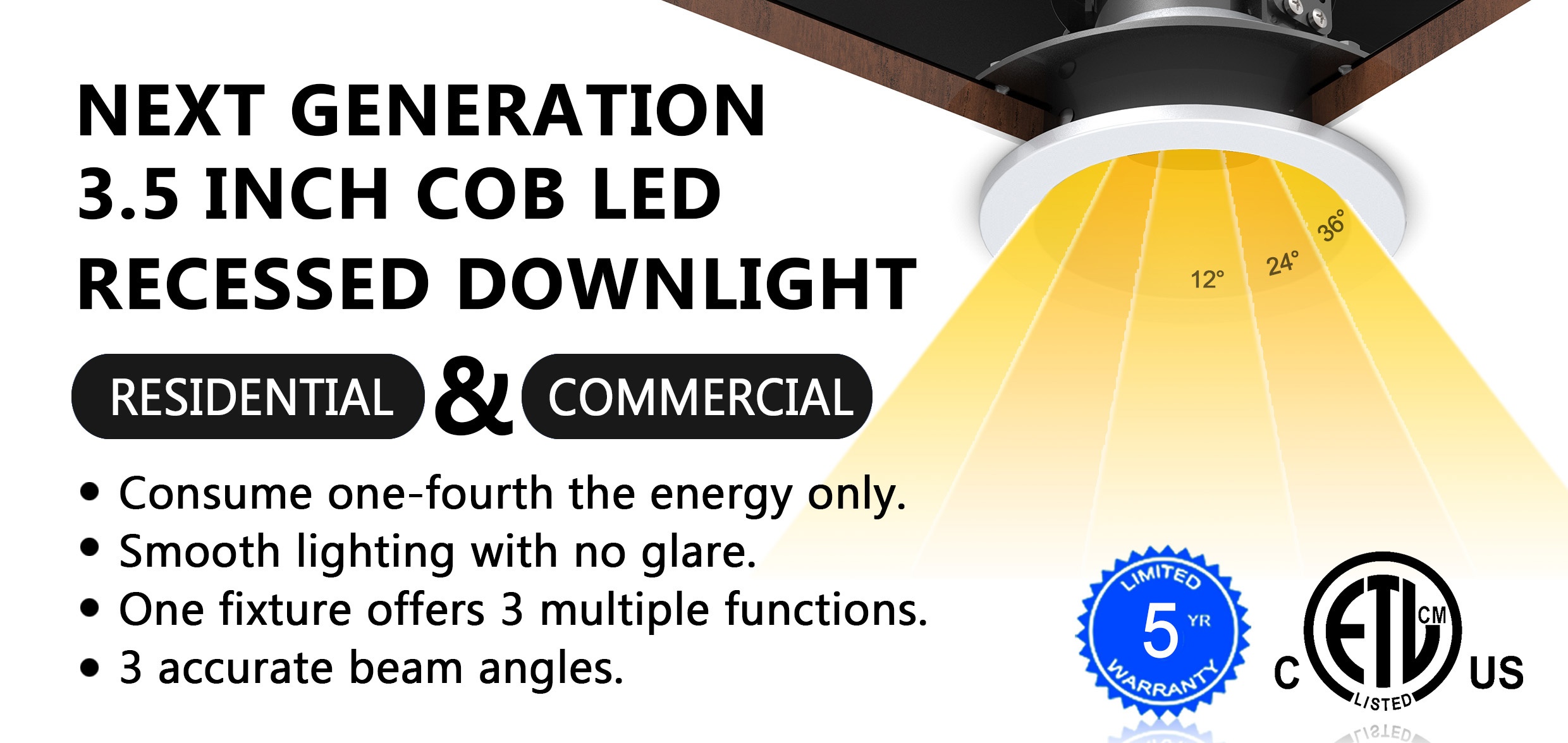 Next Generation 3.5 Inch COB LED  Recessed Downlight