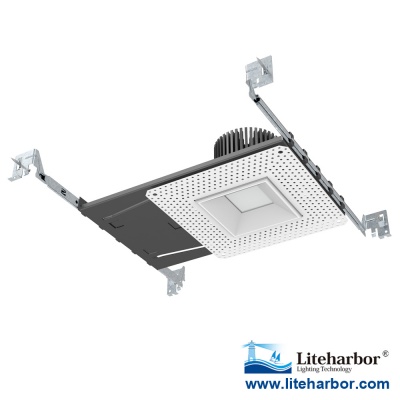 4" New Construction Adjustable Square Commercial Trimmed or Trimless LED Recessed Downlight