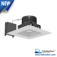 4" Remodel Adjustable Square Commercial Trimmed or Trimless LED Recessed Downlight