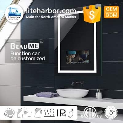 Liteharbor hospitality/Hotel/Salon Customized Size Square Mirror Light with TV