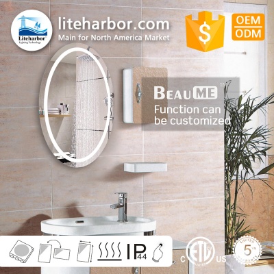Liteharbor Customized Size Multi-functional Bathroom Oval LED Mirror Lights