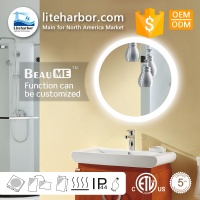 Liteharbor Customized Size Round Illuminated Bathroom Mirror