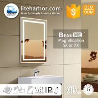 Liteharbor Framed/Framless Customized Size 2X 5X 7X LED Bathroom Mirror with Magnifier
