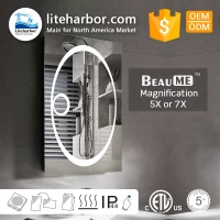 Liteharbor Frameless Customized Size LED Bathroom Mirror with Magnifier