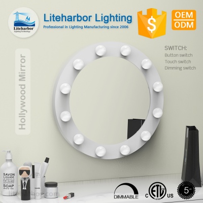 Liteharbor Round Shape Single Side Wall Mounted Hollywood Mirror
