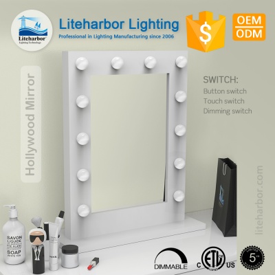 Liteharbor Square Shape Single Side Desktop Hollywood Mirror