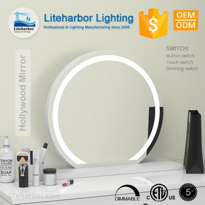 Liteharbor Round Shape Single Side Desktop Hollywood Mirror