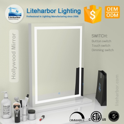 Liteharbor Square Shape Single Side Desktop Hollywood Mirror
